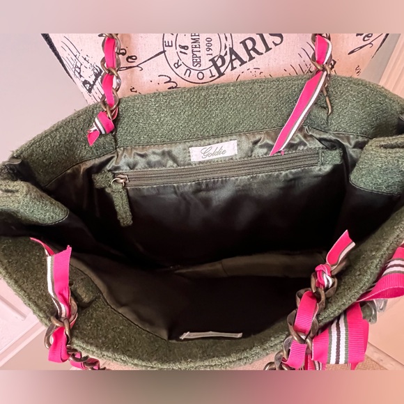 Goldie Green Limited Edition Fabric‎ Shoulder Tote Pink Bow | Great Condition - Picture 3 of 8